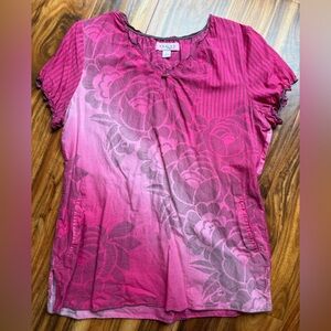 Pink Floral Short Sleeve Top